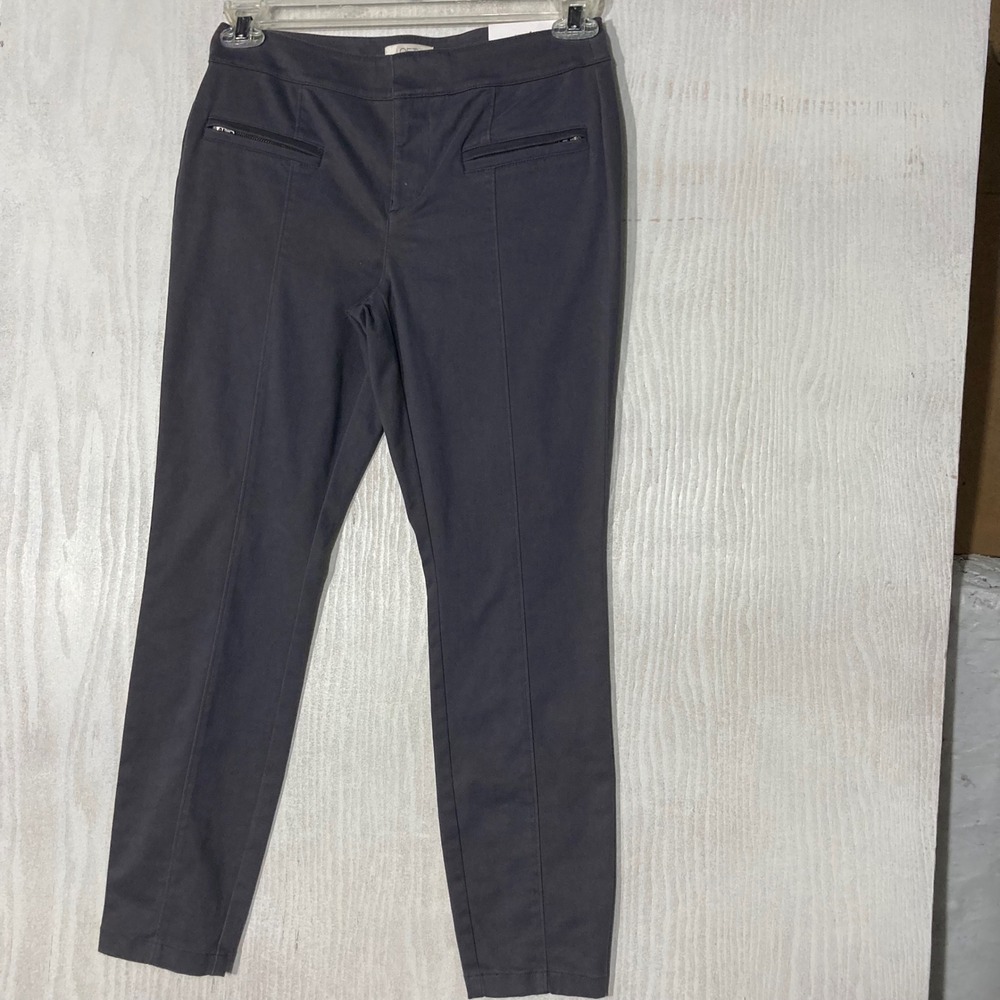 Loft Skinny Ankle Pants Womens 4P Gray NWT Slim Fit Zip Pockets Petite
